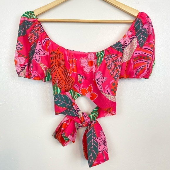 NWT CRYSTAL SKY TROPICAL PRINT TWO PIECE CROP TOP AND SKIRT SIZE SMALL - Picture 4 of 14